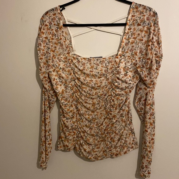 Spring Floral Square Neck Long Sleeve with Puff Shouder - Picture 1 of 4